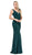 Dancing Queen - 2497 Shimmer Fabric Plunging Neck Fitted Prom Dress In Green