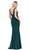 Dancing Queen - 2497 Shimmer Fabric Plunging Neck Fitted Prom Dress In Green