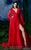 MNM COUTURE - 2499 Plunging V Neck High Slit Ballgown with Train In Red