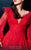 MNM COUTURE - 2499 Plunging V Neck High Slit Ballgown with Train In Red