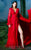 MNM COUTURE - 2499 Plunging V Neck High Slit Ballgown with Train In Red