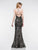 Colors Dress - 2205 Bedazzled V-neck Trumpet Dress in Black 