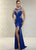 Xtreme Prom - Beaded Sheer Bateau Neckline Gown 32553 in Blue