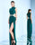 Mac Duggal Couture - 25008 High Neck Long Dress with Slit In Green