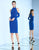 Ieena Duggal  - 25026I High Neck Cold Shoulder Fitted Dress In Blue