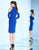 Ieena Duggal  - 25026I High Neck Cold Shoulder Fitted Dress In Blue