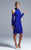Ieena Duggal  - 25026I High Neck Cold Shoulder Fitted Dress In Blue