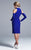 Ieena Duggal  - 25026I High Neck Cold Shoulder Fitted Dress In Blue