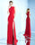 Ieena Duggal  - 25034I High Neck Dual Slit Sheath Gown in Red