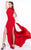 Ieena Duggal  - 25034I High Neck Dual Slit Sheath Gown in Red