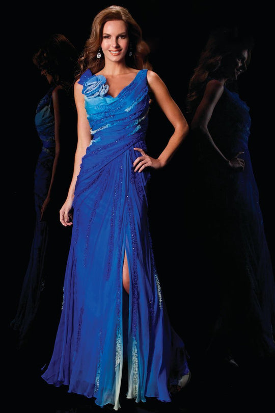 Janique 250  Silk Hand Painted Dress in Blue