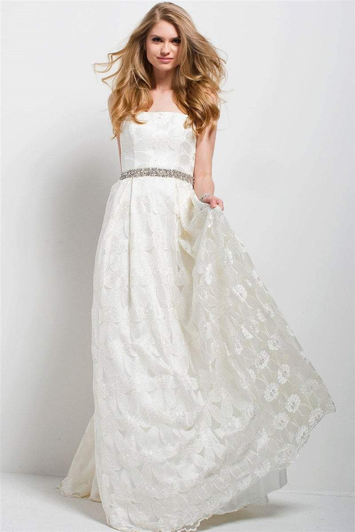25106 Embellished Strapless A-line Dress