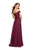 La Femme - 25129 Off-Shoulder Plunging Lace Bodice Chiffon Gown In Red