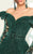 MNM COUTURE - 2512 Ruffled Off Shoulder Lace Ballgown In Green