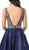 Dancing Queen - 2512  Intricate Beaded Ladder Banded Plunge Gown In Blue
