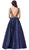 Dancing Queen - 2512  Intricate Beaded Ladder Banded Plunge Gown In Blue