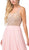 Dancing Queen - 2513 Beaded Embellished Illusion Bodice Chiffon Gown In Pink