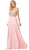 Dancing Queen - 2513 Beaded Embellished Illusion Bodice Chiffon Gown In Pink