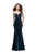 La Femme - 25158 Deep Sweetheart Velvet Sheath Dress In Blue and Green