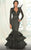 MNM COUTURE - 2515 Plunging V Neck Tiered Mermaid Dress In Black