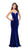La Femme - 25174 Plunging Sweetheart Velvet Sheath Gown in Blue