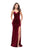 La Femme - 25184 Sleeveless Draped Velvet High Slit Sheath Gown In Red
