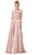 Dancing Queen - 2518 Embellished Halter A-line Gown In Pink and Gold