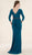 Rina Di Montella - RD2520 Fitted V-Neck Evening Dress with Peplum in Green