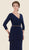 Rina Di Montella - RD2520 Fitted V-Neck Evening Dress with Peplum in Blue