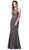 Dancing Queen - 2521 Embellished Halter Trumpet Dress In Gray