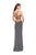 La Femme - 25215 Sleeveless Angular Cutout Plunging Sweetheart Gown In Silver