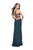 La Femme - 25215 Sleeveless Angular Cutout Plunging Sweetheart Gown In Blue and Green