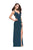 La Femme - 25215 Sleeveless Angular Cutout Plunging Sweetheart Gown In Blue and Green