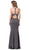 Dancing Queen - 2521 Embellished Halter Trumpet Dress In Gray