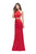 La Femme - 25220 Two-Piece High Halter Strappy Jersey Gown in Red