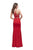 La Femme - 25220 Two-Piece High Halter Strappy Jersey Gown in Red