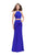 La Femme - 25220 Two-Piece High Halter Strappy Jersey Gown in Blue