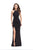 La Femme Gigi - 25237 Halter Neck Beaded Jersey Sheath Gown In Black