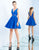 Ieena Duggal  - Sleeveless V Neck Embellished Midriff Dress 25247I in Blue