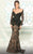 MNM COUTURE - 2524 Split Bodice Peplum Lace Mermaid Gown In Black
