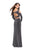 La Femme - 25256 Long Sleeve Cutaway Shoulder Two-Piece Sheath Gown In Silver and Gray