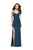 La Femme - 25258 Plunging Strappy Back Glitter Jersey Gown in Blue and Green