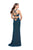La Femme - 25258 Plunging Strappy Back Glitter Jersey Gown in Blue and Green