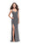 La Femme - 25258 Plunging Strappy Back Glitter Jersey Gown in Silver and Gray