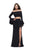 La Femme - 25261 Flounce Sleeve Off Shoulder Two-Piece Jersey Gown in Black