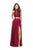 La Femme - 25263 Two-Piece High Halter Lace Up Bodice A-Line Gown  In Red