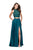 La Femme - 25263 Two-Piece High Halter Lace Up Bodice A-Line Gown  In Green