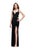 La Femme - 25266 Rhinestone Embellished Velvet Dress In Black