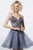 Jovani - 2527 Embellished Deep V-neck A-line Dress In Gray and Purple