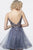 Jovani - 2527 Embellished Deep V-neck A-line Dress In Gray and Purple